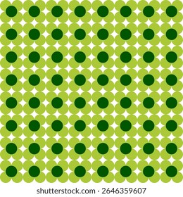 verde polka pontos círculo, fundo da flor para fundo e modelo de papel de parede. repita o design de estilo perfeito para impressão de tecido
