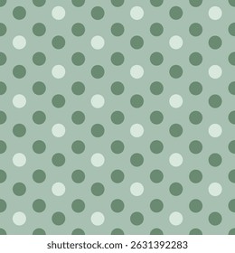 Green polka dots seamless pattern. A refreshing mint green color theme perfect for art and crafts, digital paper, fabric printing, textile printing, packaging, scrapbooking, gift wrap, background and 