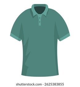 Green polo shirt with buttons displaying clothing design for sports and casual wear