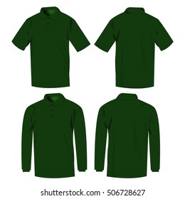 green polo shirt and polo with long sleeve isolated vector set