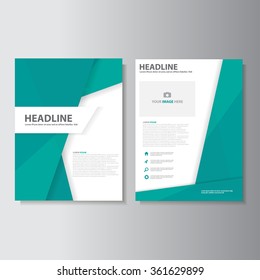 Green polygon flyer leaflet brochure design set for marketing advertising