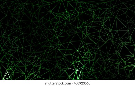 Green Polygon Line On Black Abstract Background