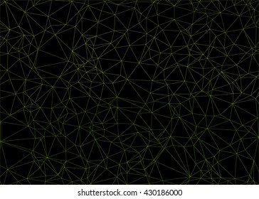 Green polygon line on black abstract background