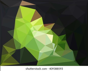 Green polygon on black abstract background