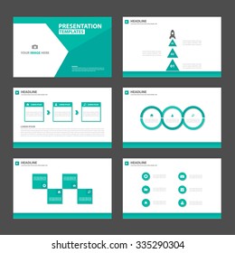 Green polygon presentation template Infographic elements flat design set for brochure flyer leaflet marketing advertising