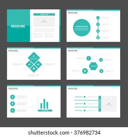 Green polygon presentation templates Infographic elements flat design set for brochure flyer leaflet marketing advertising