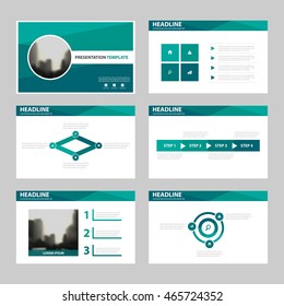 Green polygon presentation templates, Infographic elements template flat design set 