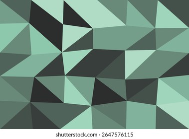 Fondo abstracto poligonal verde. Triángulos en colores verde y negro.
