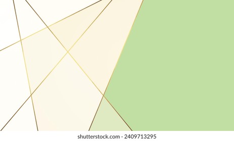 Green polygonal background with golden lines. Design template for brochures, flyers, magazine, banners etc.