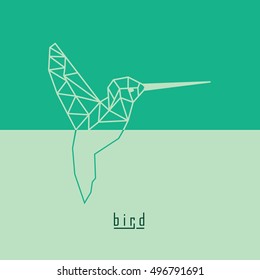 Green polygonal bird and text with background