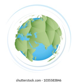 Green polygonal earth, vector icon of planet earth.