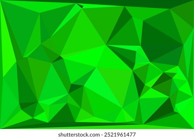 Green polygonal mosaic layout for horizontal banner, label, tag, flyer and abstract  background