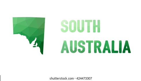 Green Polygonal Mosaic Map Of South Australia- Political Part Of Australia, State, SA; Correct Proportions