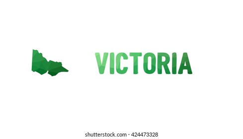 Green polygonal mosaic map of Victoria - political part of Australia, state, VIC; correct proportions