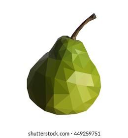 Green polygonal pear isolated on a white background