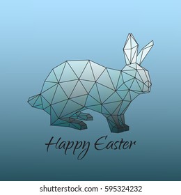 Green polygonal rabbit. Happy Easter.