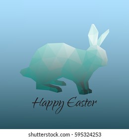 Green polygonal rabbit. Happy Easter.