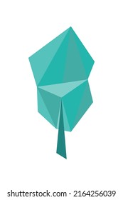 Green polygonal tree with lush foliage. Design element