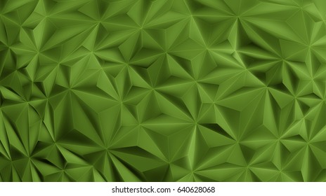 Green polygonal triangle geometric wall vector background in 3D style