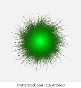 Green pompon. Fluffy pompon isolated. Fur ball. 3D vector illustration.