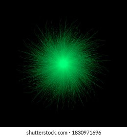 Green pompon. Fluffy pompon isolated. Fur ball. 3D vector illustration.
