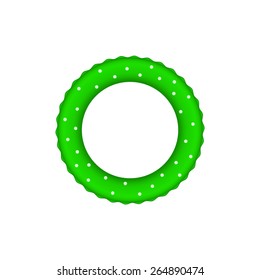 Green pool ring with white dots