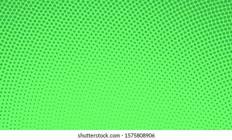 Green pop art background with dots design, abstract vector illustration in retro comics style  