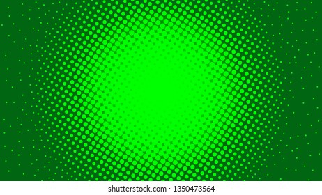 Green pop art background with halftone dots design, abstract vector illustration in retro comics style