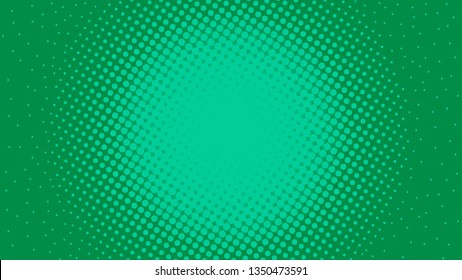 Green pop art background with halftone dots design, abstract vector illustration in retro comics style