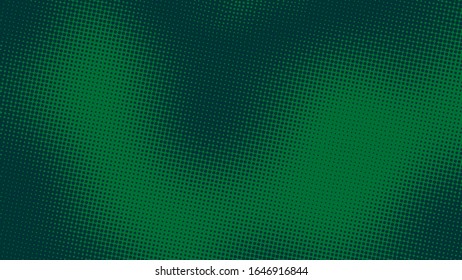 Green pop art background with halftone dots in retro comic style, template for design