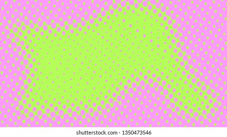 Green pop art background with purple halftone dots design, abstract vector illustration in retro comics style
