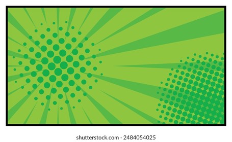 Fondo retro del estilo del cómic del arte pop verde con los rayos que explotan. ilustración del arte pop del patrón del fondo verde