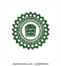 Green popcorn icon inside distress grunge style stamp