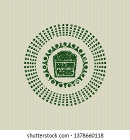Green popcorn icon inside grunge seal