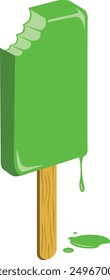 Green Popsicle dripping on stick