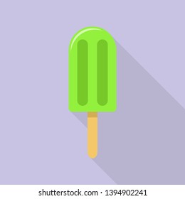 Green popsicle icon. Flat illustration of green popsicle vector icon for web design