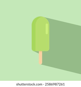 green popsicle icon, ice cream vector isolated on green background, flat style illustration vector