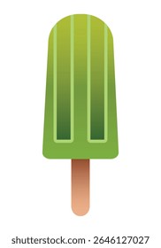 Green Popsicle icon isolated on white background. Ice cream on a wooden stick, a delicious green ice treat with matcha, kiwi or green apple flavor. Summer and holiday symbol,Vector illustration EPS 10