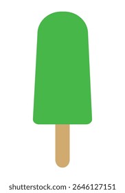 Green Popsicle icon isolated on white background. Ice cream on a wooden stick, a delicious green ice treat with matcha, kiwi or green apple flavor. Summer and holiday symbol,Vector illustration EPS 10