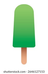 Green Popsicle icon isolated on white background. Ice cream on a wooden stick, a delicious green ice treat with matcha, kiwi or green apple flavor. Summer and holiday symbol,Vector illustration EPS 10