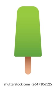 Green Popsicle icon isolated on white background. Ice cream on a wooden stick, a delicious green ice treat with matcha, kiwi or green apple flavor. Summer and holiday symbol,Vector illustration EPS 10