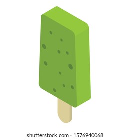 Green popsicle icon. Isometric of green popsicle vector icon for web design isolated on white background