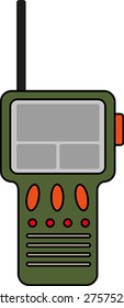 Green portable radio with antenna