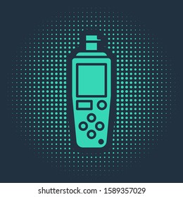 Green Portable sensor icon isolated on blue background. Abstract circle random dots. Vector Illustration