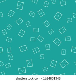 Green Portable video game console icon isolated seamless pattern on green background. Gamepad sign. Gaming concept.  Vector Illustration