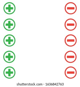 green positive and red negative icon vector