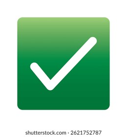 Botón de voto positivo verde con marca de verificación aceptar Ilustración vectorial de insignia de tarea completa. El teclado del logotipo de confirmación de éxito acepta la marca de verificación aprobada. Casilla de verificación terminada. Marque el ícono de emoji de Botón.