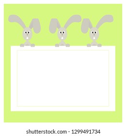 Green postcard with Easter bunnies