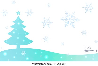Green postcard low polygon style christmas tree vector illustration consisting of triangles.Abstract triangular polygonal origami or crystal design of New Year celebration.Isolated on white background