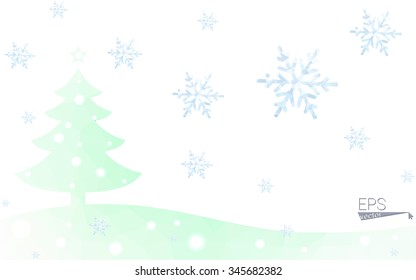 Green postcard low polygon style christmas tree vector illustration consisting of triangles.Abstract triangular polygonal origami or crystal design of New Year celebration.Isolated on white background